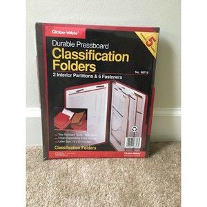 5 Pk Globe-Weis Durable Pressboard Classification Folders 10x11.75 in